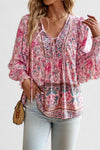Indie | Women’s Boho Blouse with Lace-Up V-Neck