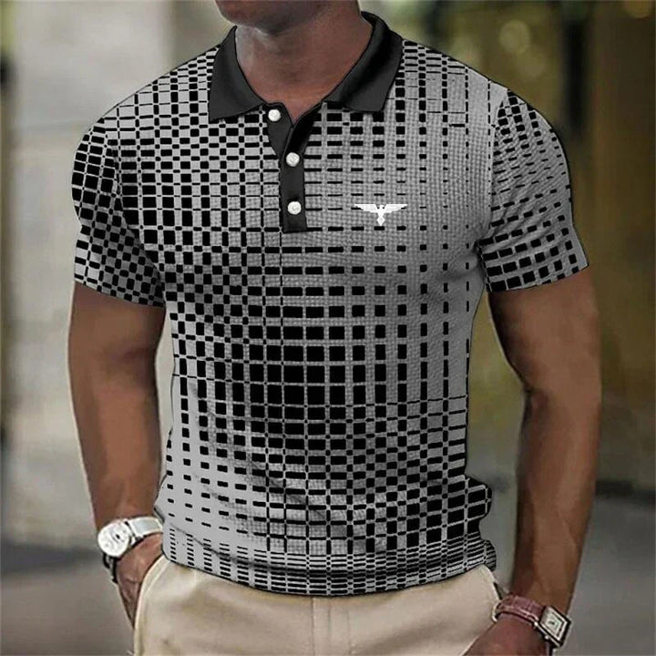Miles Donovan | Stretch Geometric Print Polo Shirt For Men