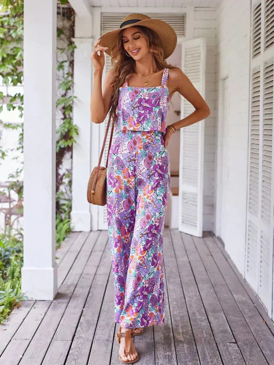 Sienna | Women’s Floral Wide-Leg Jumpsuit with Open Back