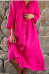 Gertrude | Women's Shirt Dress V-Neck Long Sleeve Oversized Maxi Dress