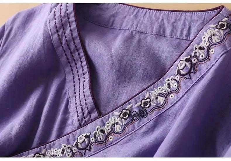 Lotus | Women’s Relaxed Breeze Blouse with Embroidery