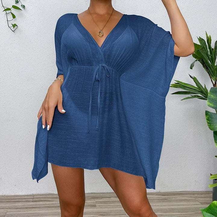 Elona | Summer Beachy Cover Up BIKINI Women Beach Dress Cover-Ups Swimsuit Fashion Loose Solid Beachwear Bathing Suit