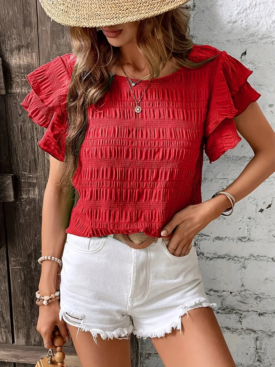 Charmaine™ | Light &amp; Breezy Blouse with Fun Ruffles