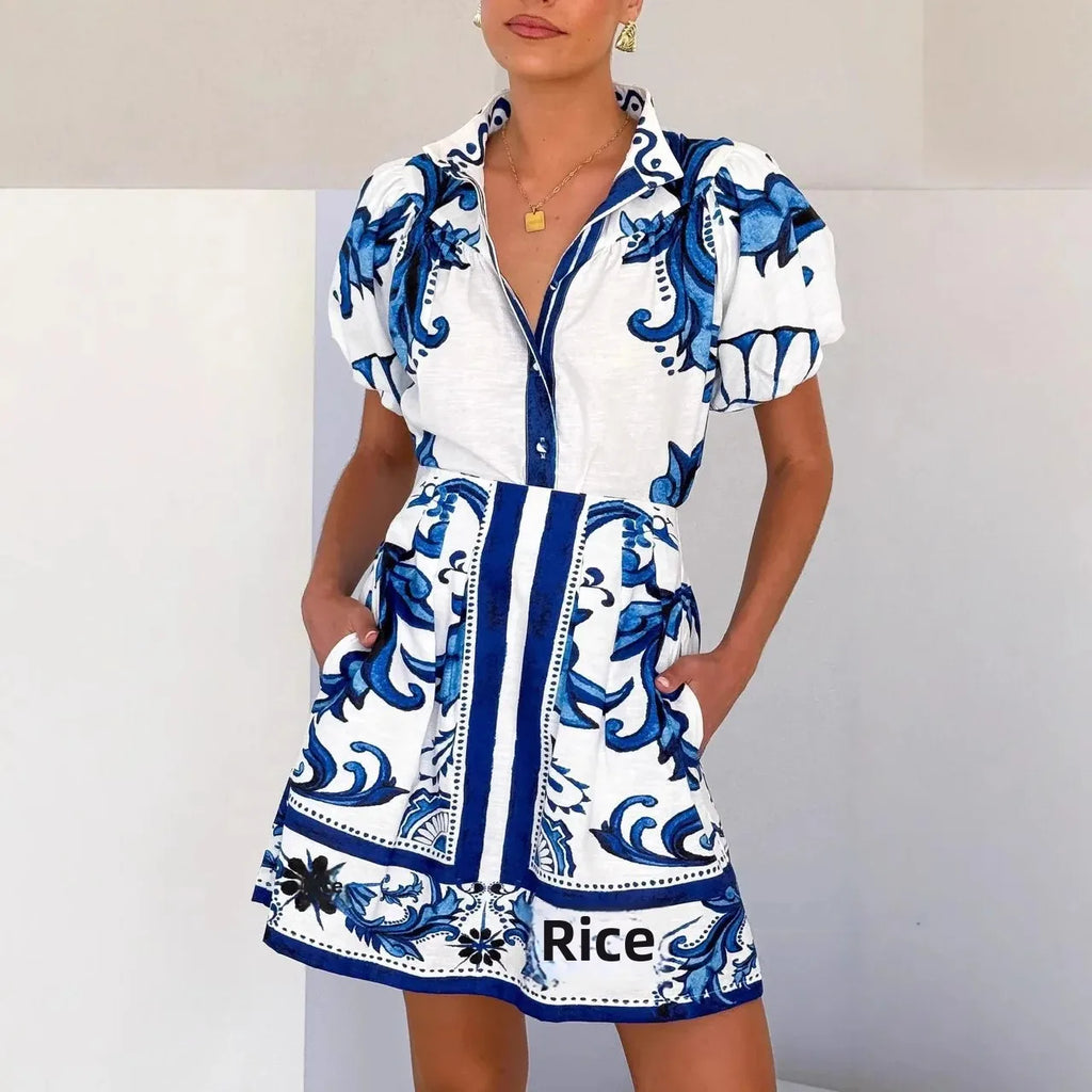 Aria | Women’s Puff Sleeve Floral Dress with V-Neck