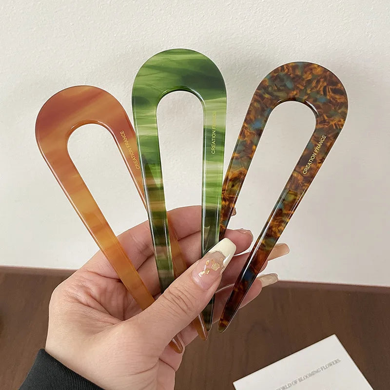 Serine | Women’s Marble Print Hair Fork with Pattern