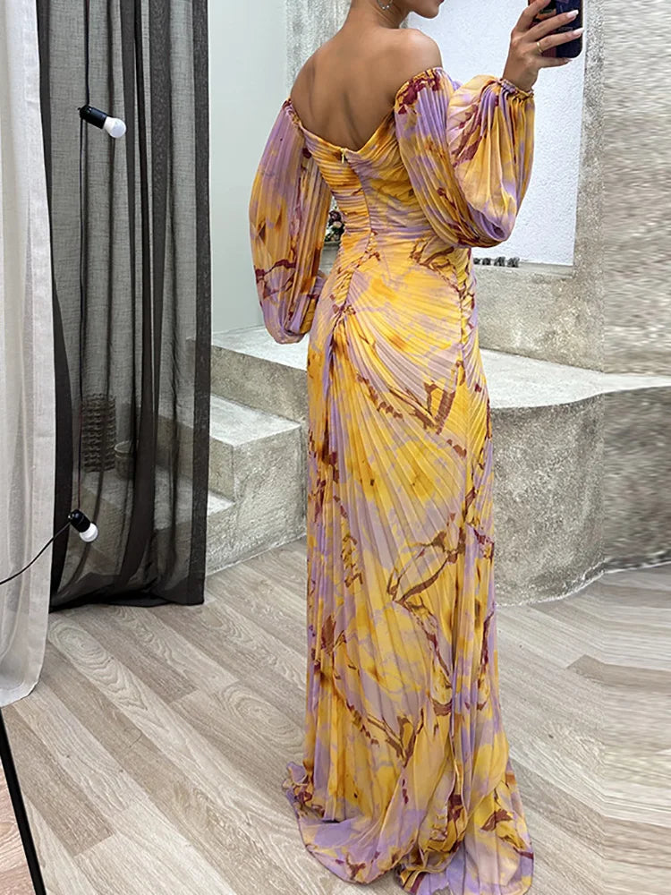 Selina | Women’s Off-Shoulder Maxi Dress with Ruched Bodice