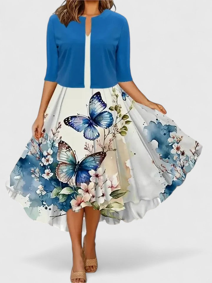 Belle | Women’s Floral Midi Dress with Cropped Jacket