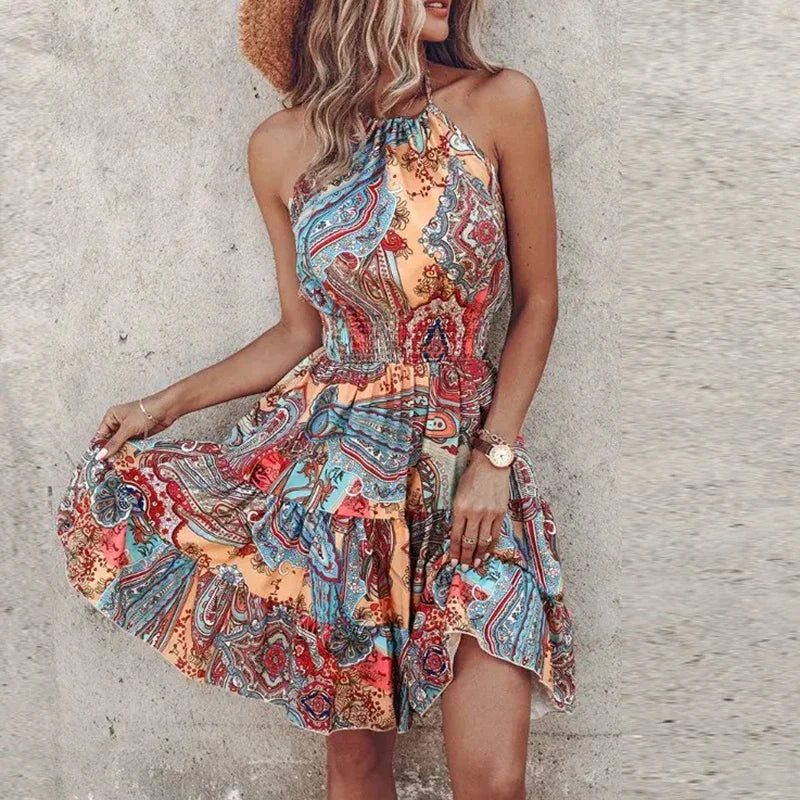 Loxley | Women’s Backless Irregular Mini Dress with Open-Back