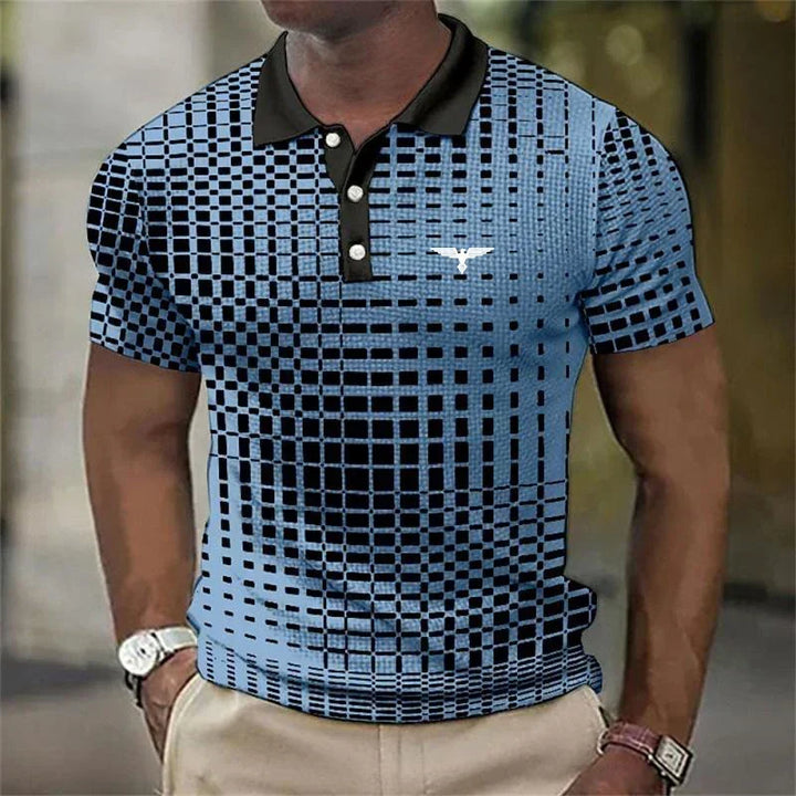 Miles Donovan | Stretch Geometric Print Polo Shirt For Men