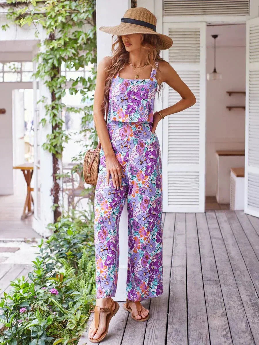 Sienna | Women’s Floral Wide-Leg Jumpsuit with Open Back