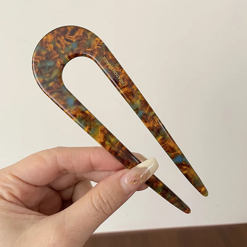 Serine | Women’s Marble Print Hair Fork with Pattern