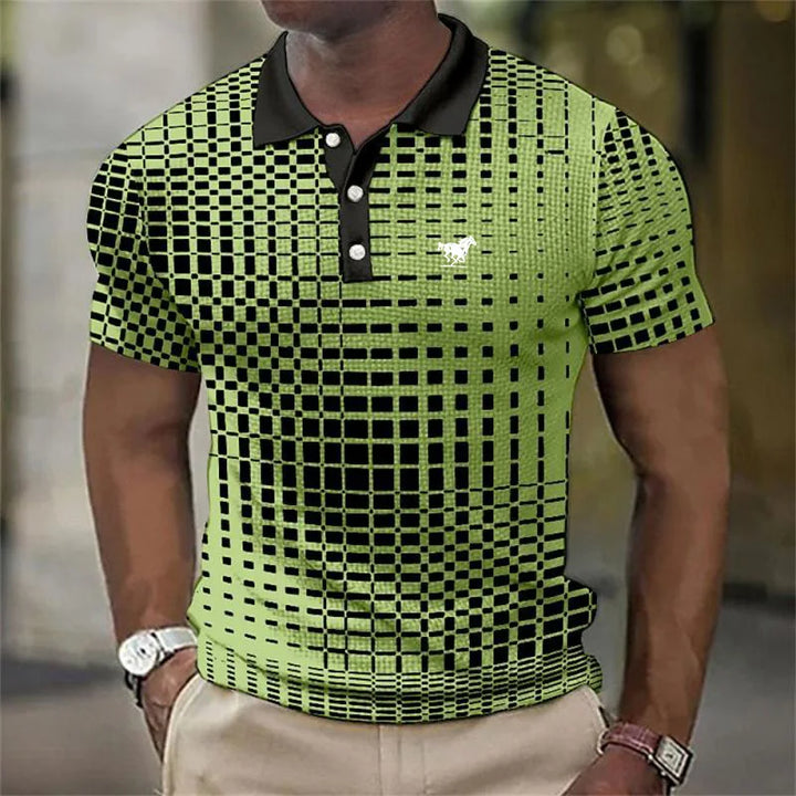 Miles Donovan | Stretch Geometric Print Polo Shirt For Men