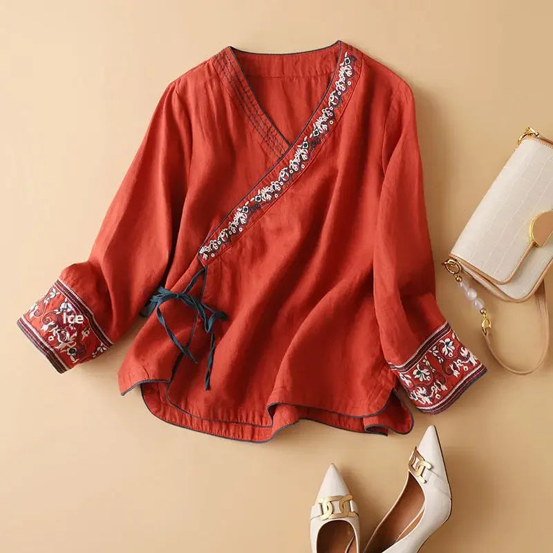 Lotus | Women’s Relaxed Breeze Blouse with Embroidery