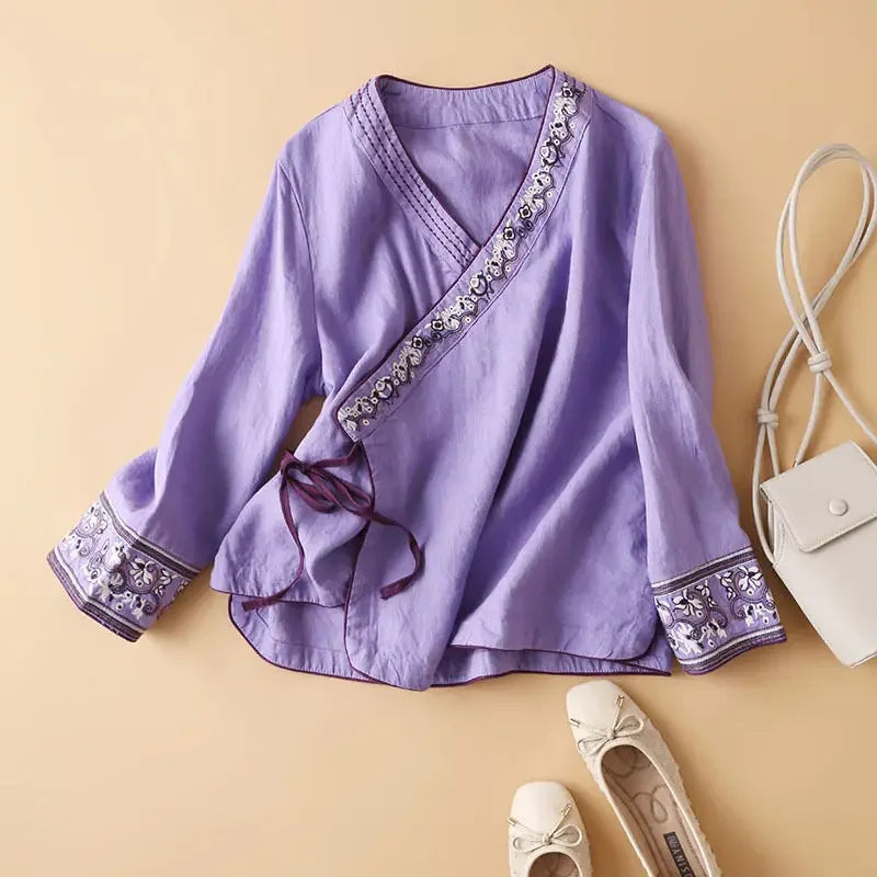 Lotus | Women’s Relaxed Breeze Blouse with Embroidery