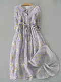 Lilia | Women’s Daisy Print Dress with Waist Tie