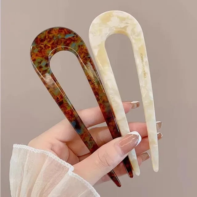 Serine | Women’s Marble Print Hair Fork with Pattern