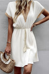 Josephine | Chic V-Neck Boho Dress with Flattering Waist Tie