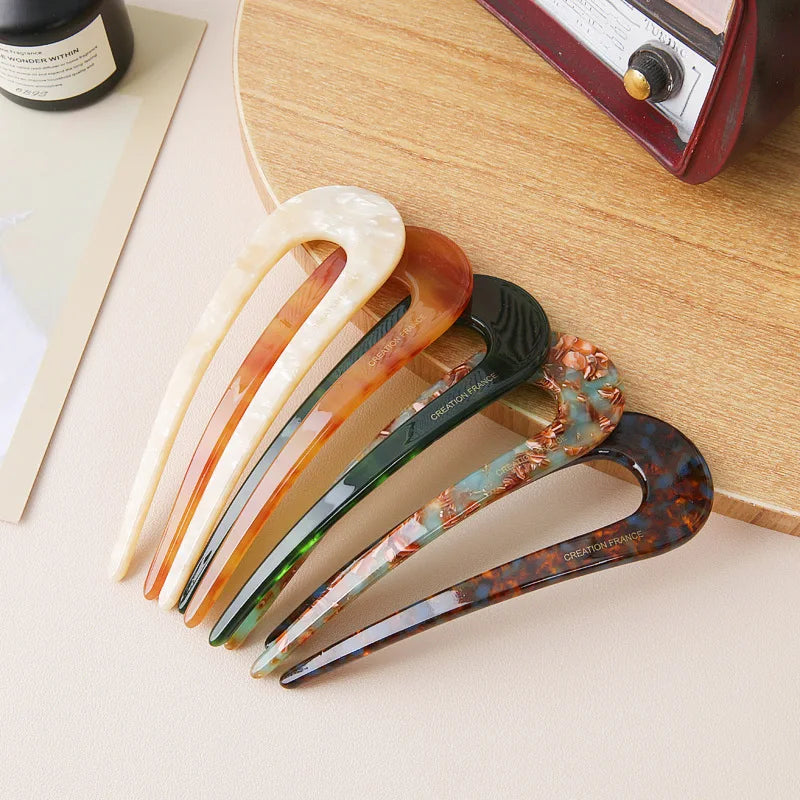 Serine | Women’s Marble Print Hair Fork with Pattern