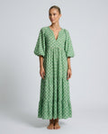 Mia Harrington | V-Neck Balloon Sleeve Tiered Maxi Dress For Women