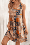 Sage | Women's Boho Patchwork Print Sleeveless Mini Dress