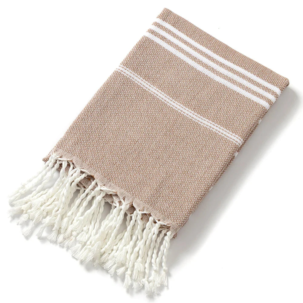 Joanna | Women’s Striped Tassel Bath Towels with Fringe