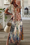 Elena | Women's Printed Maxi Dress with V-Neck & Side Split