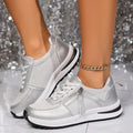 Sienna | Women’s Metallic Lace-Up Sneakers with Side Zip