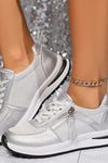 Sienna | Women’s Metallic Lace-Up Sneakers with Side Zip