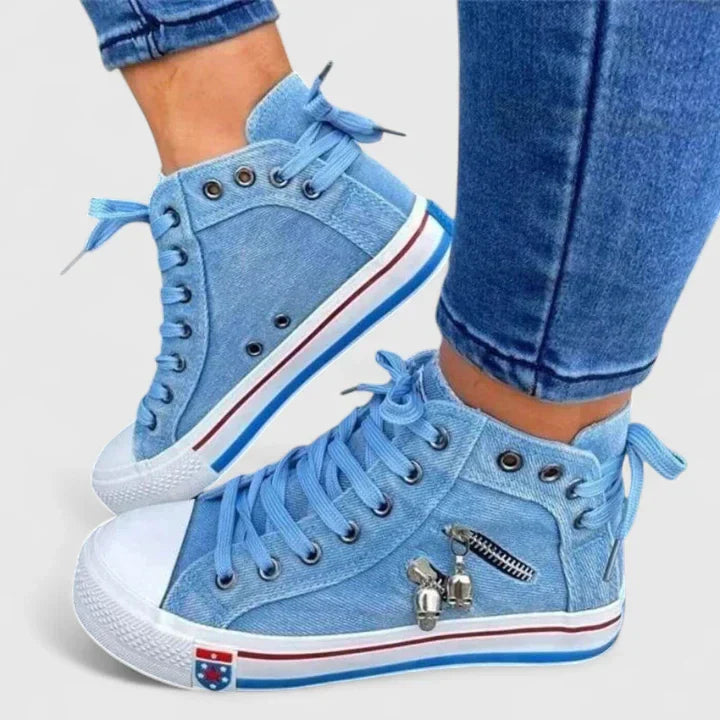 Roxy | Women’s High Top Denim Sneakers with Zip