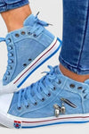 Roxy | Women's High Top Denim Sneakers Zip Stud Detail