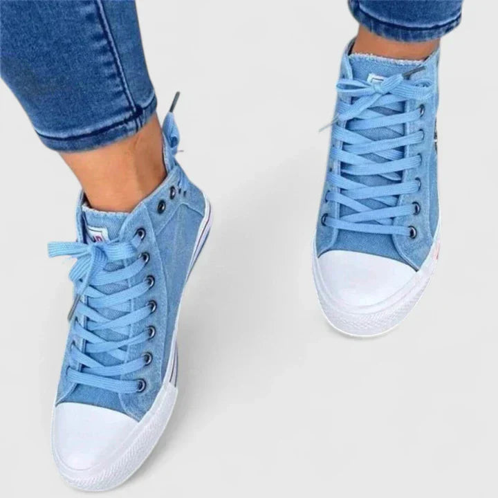 Roxy | Women’s High Top Denim Sneakers with Zip