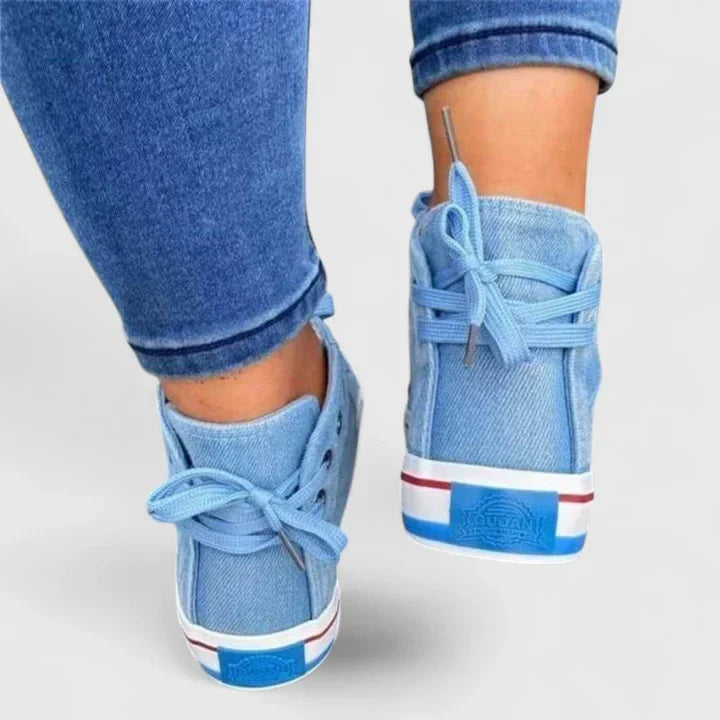 Roxy | Women’s High Top Denim Sneakers with Zip