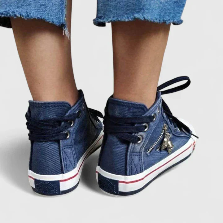 Roxy | Women’s High Top Denim Sneakers with Zip