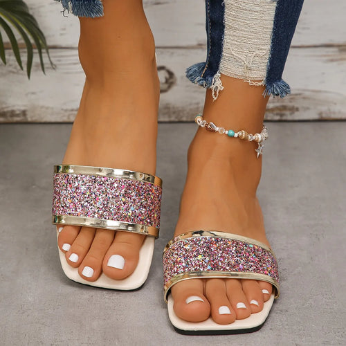 Adeline | Women’s Glitter Sandals with Sparkle Finish