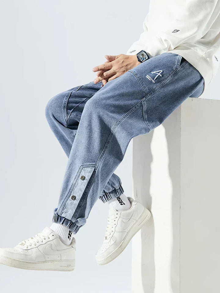Cody Marsh | Denim Jogger Jeans With Elastic Waist For Men