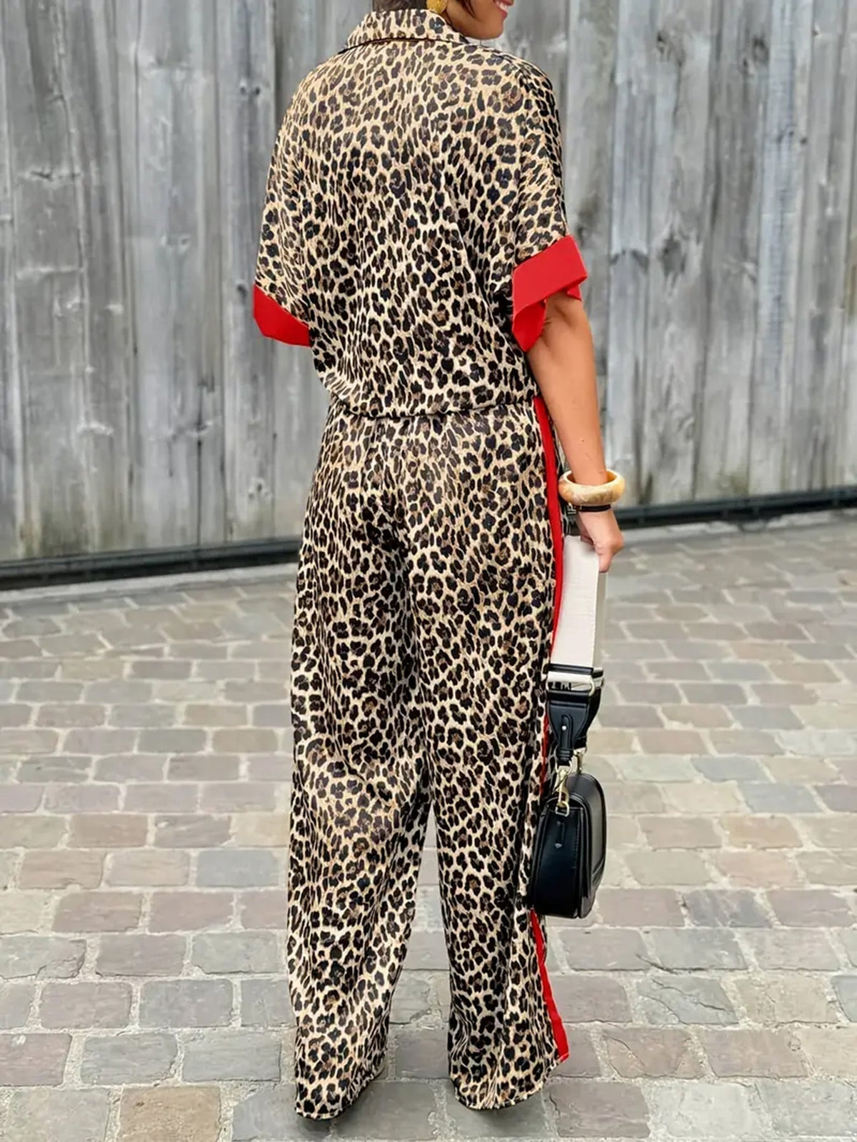 Maria | Women’s Fluid Leopard Print Ensemble with Wide-Leg