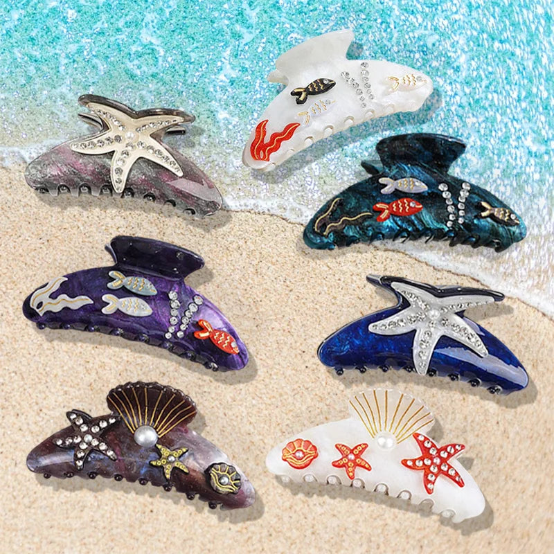 Marlee | Women’s Beach Starfish Hair Claw with Accents