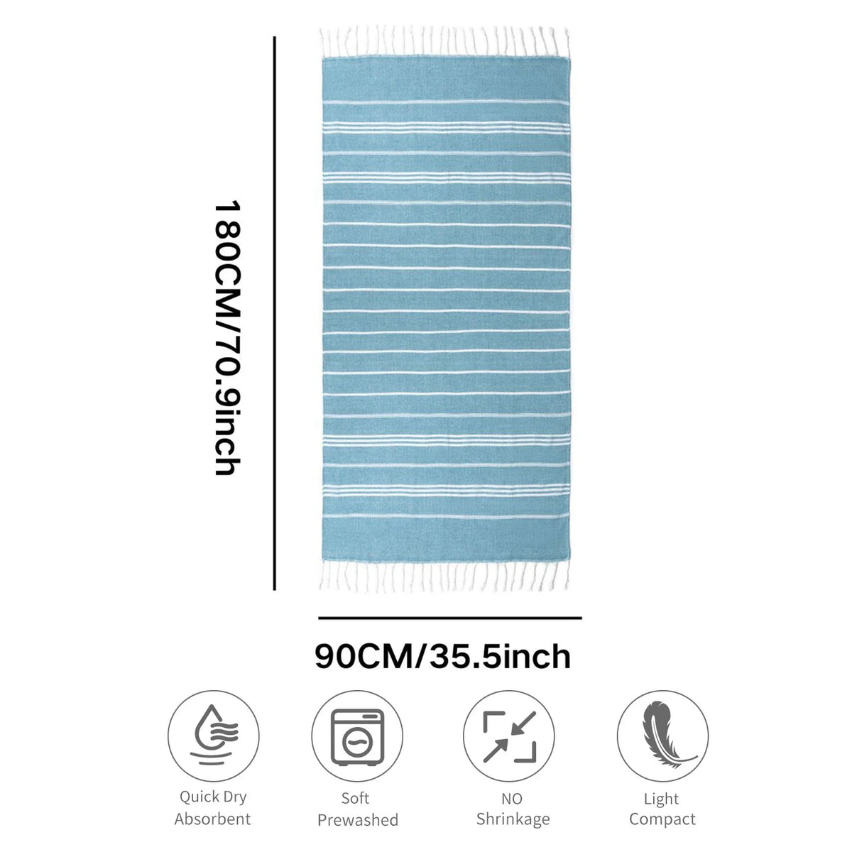 Joanna | Women’s Striped Tassel Bath Towels with Fringe