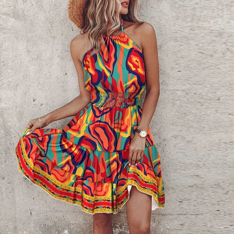 Loxley | Women’s Backless Irregular Mini Dress with Open-Back