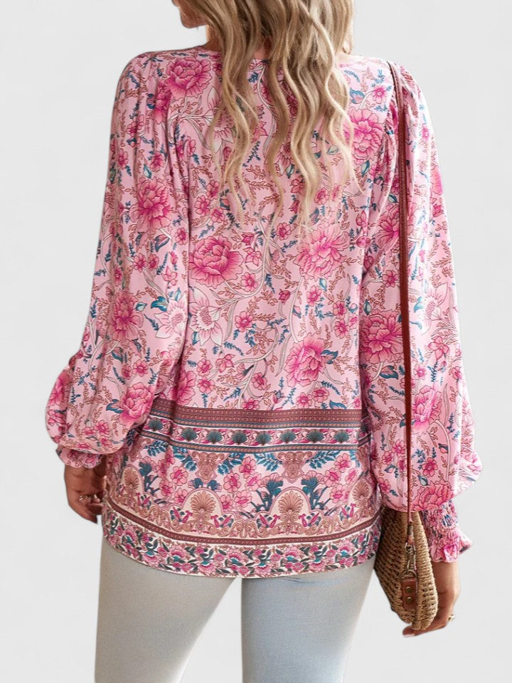 Indie | Women’s Boho Blouse with Lace-Up V-Neck