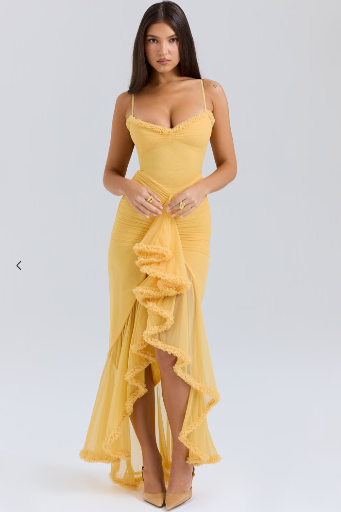 Fauna | Women’s Ruched Ruffle Dovetail Party Dress