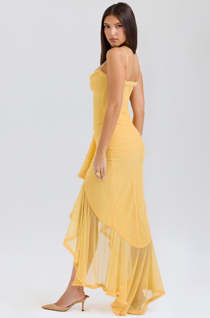 Fauna | Women’s Ruched Ruffle Dovetail Party Dress