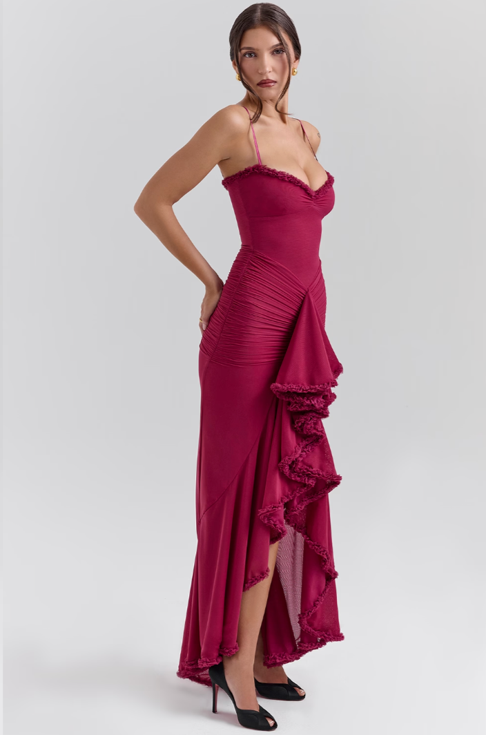 Fauna | Women’s Ruched Ruffle Dovetail Party Dress
