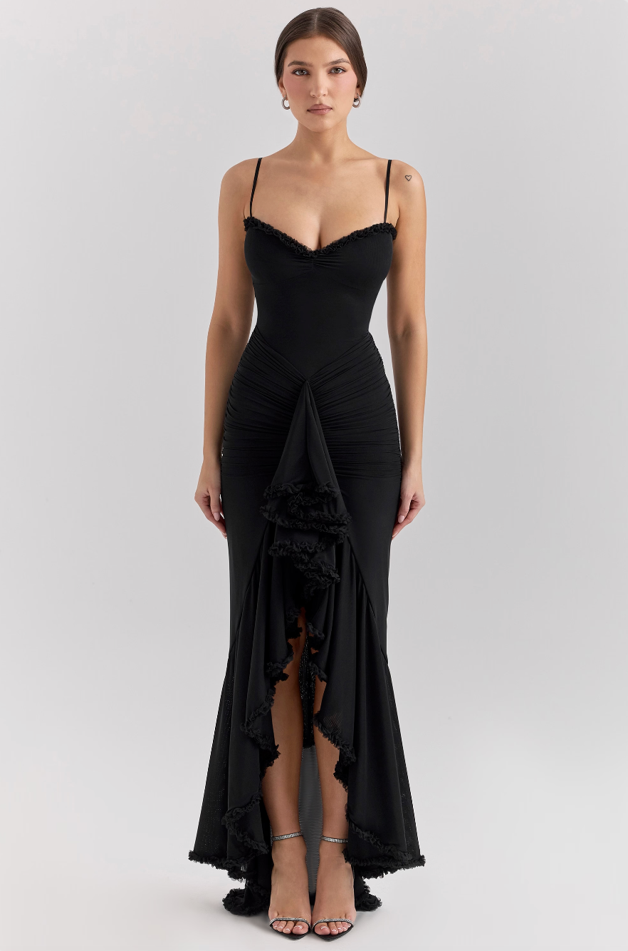 Fauna | Women’s Ruched Ruffle Dovetail Party Dress
