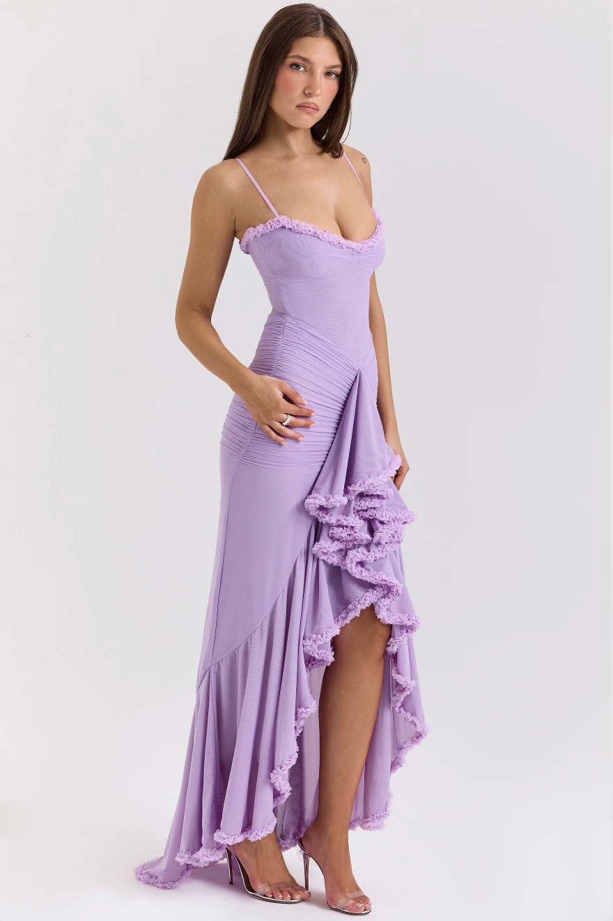 Fauna | Women’s Ruched Ruffle Dovetail Party Dress