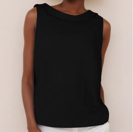 Maria | Women’s Sleeveless Top with Roll Collar