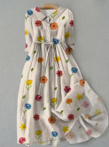 Noelle |  Women’s Floral Dress with Button-Up Detailing