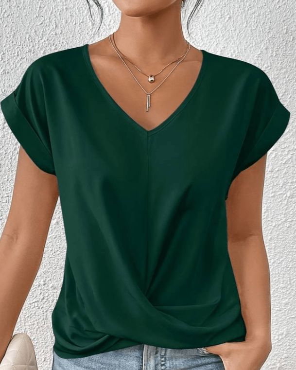 Cara | Women’s V-Neck Twist Hem Top with Twist