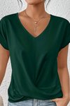 Cara | Women's V-Neck Twist Hem Top Short Sleeve Casual Summer T-Shirt