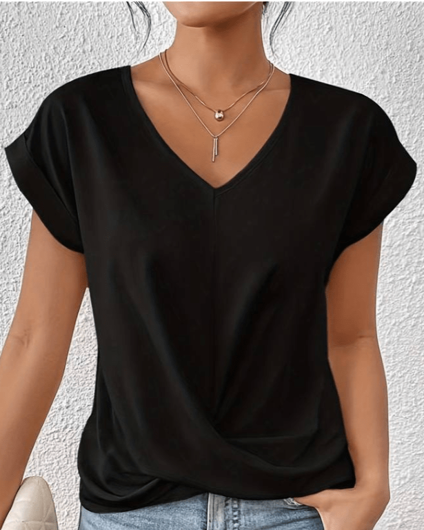 Cara | Women’s V-Neck Twist Hem Top with Twist